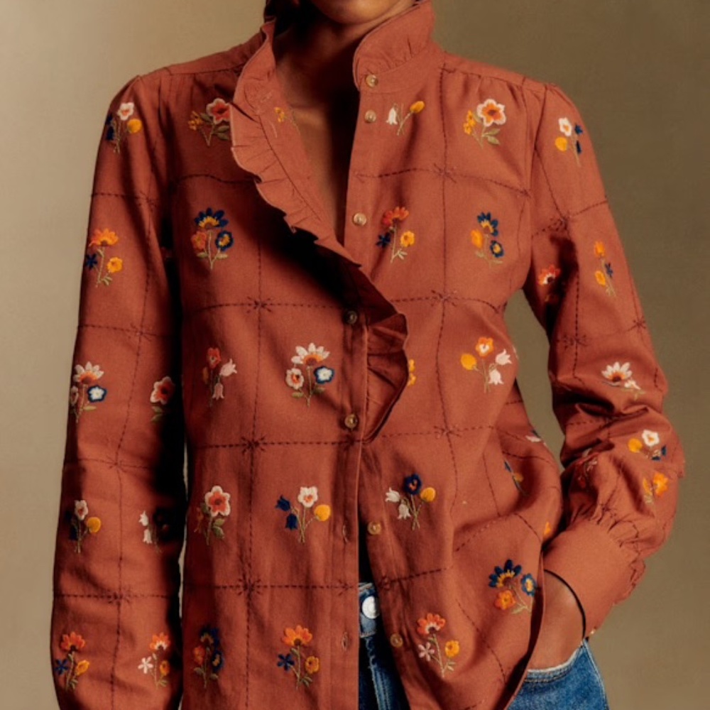 Sezane Chlo, Embroidered Flowers